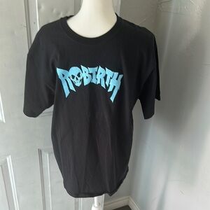 Black and Blue Short Sleeve Tees with Graphic Accents